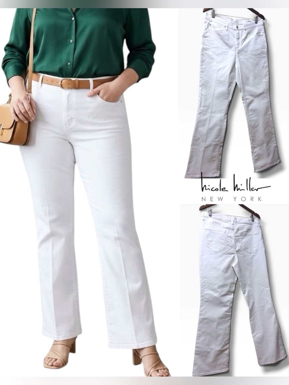 Nicole Miller | NWOT White Soho High Rise Wide Leg Bootcut Jeans (Size 12)